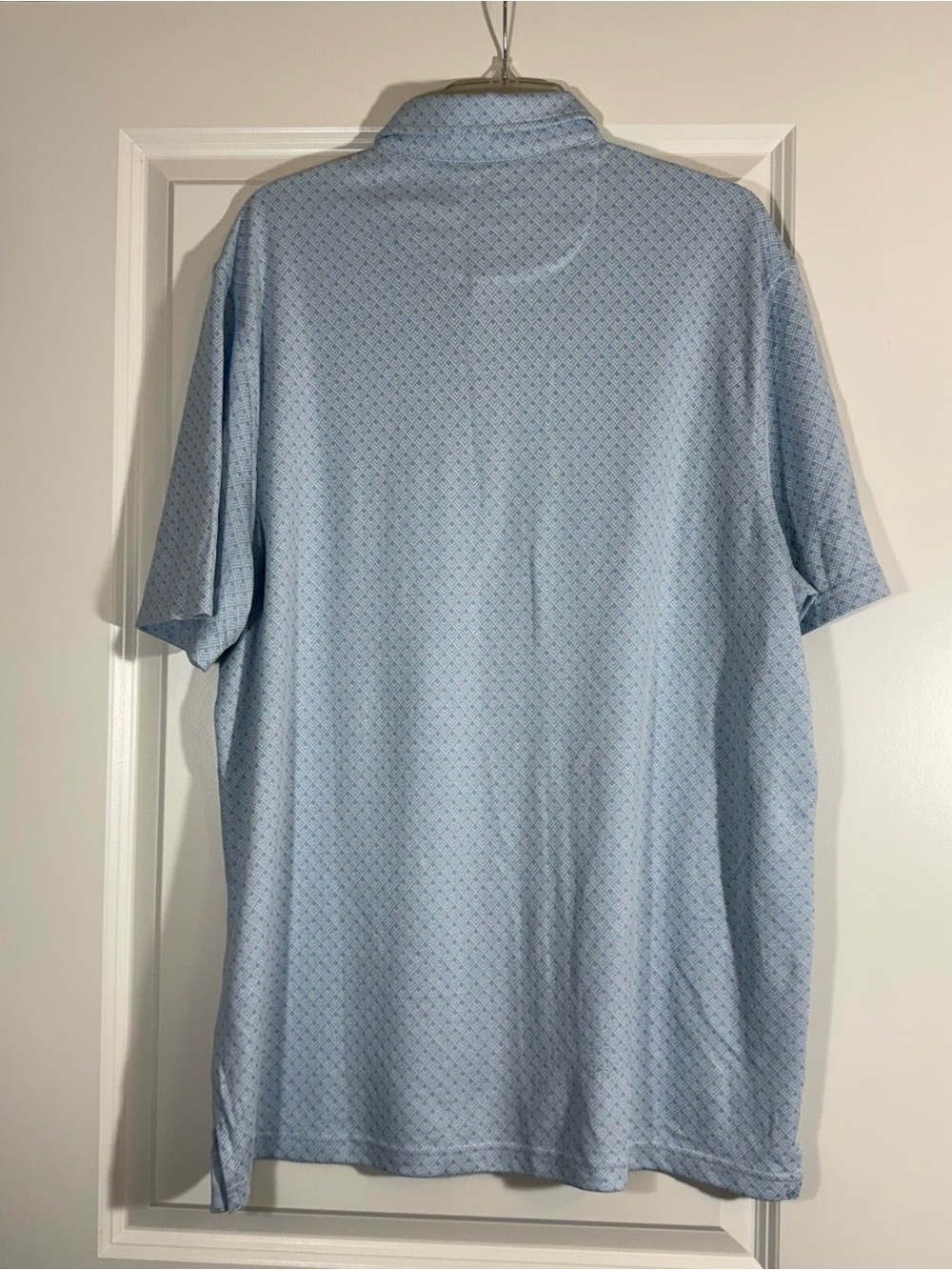 Jos A Bank Men’s Large Traditional Fit Light Blue Geometric Print Polo - Picture 7 of 13